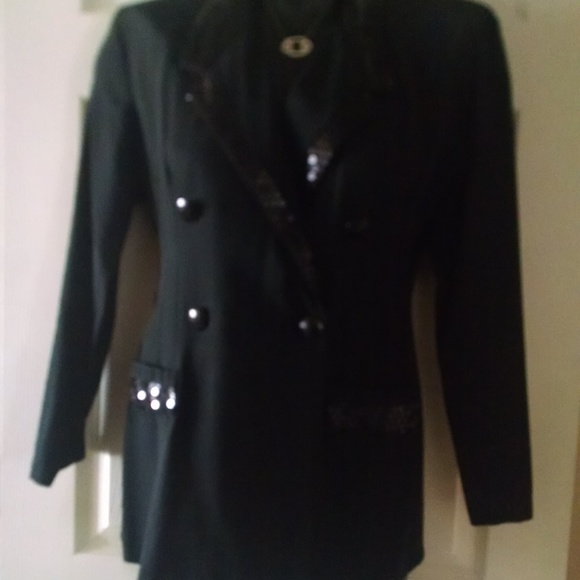 Black sequin suit, skirt, jacket - Picture 1 of 7
